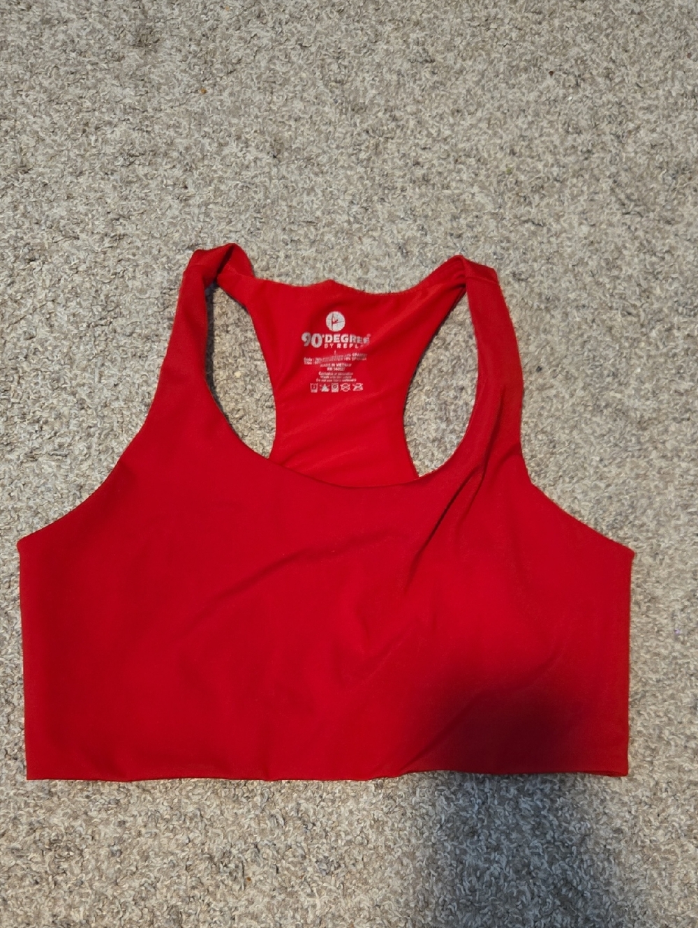 90 Degree By Reflex Red Racerback Sports Bra